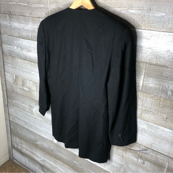 Evan Picone 100% worsted wool black button up blazer jacket size 10 - Picture 2 of 4